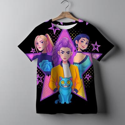 KPOP Demon Hunters Kids T Shirt 2025 Tiger Cartoon Print Boys Girls Cute Short Sleeve Summer Casual Fashion Top Children Wear