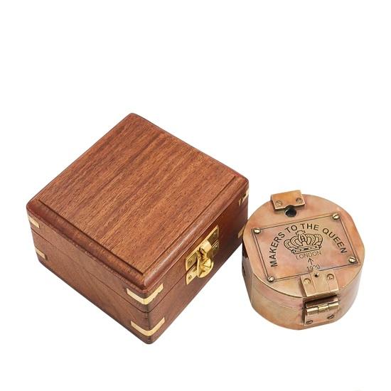 

7,6 см Латунный компас Брантона с деревянной коробкой Геологический компас Брантона Подарок для парня Подарок на день рождения Годовщина Для него