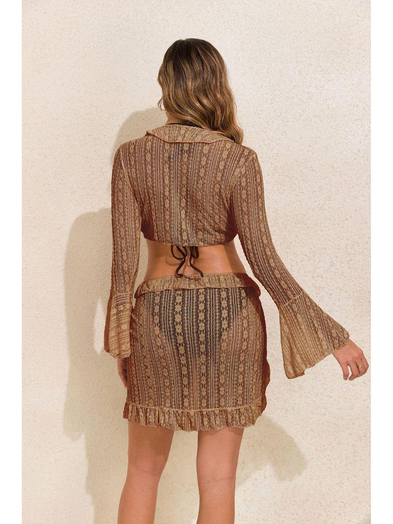 2025 Sun Protection Long Sleeve Beach Dress & Sexy Two-Piece Bikini Set