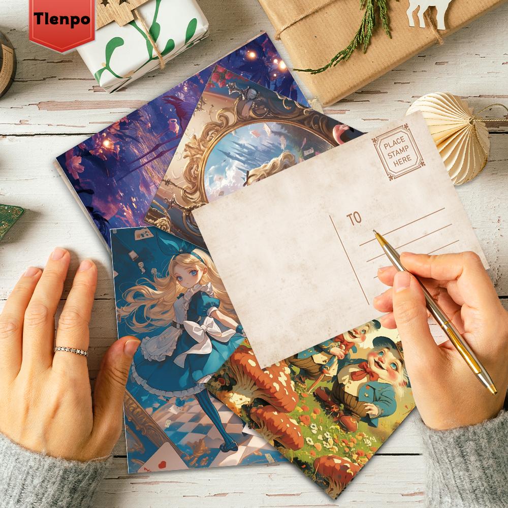 32 Stück, Vintage Alice im Wunderland Postkarten, Geburtstags-/Jubiläumsgeschenke, Sammlerstücke, Perfekt zum Verschenken, Versandfertig.