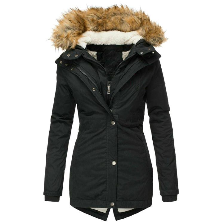 

Women s Slim Fit Winter Warm Hooded Coat Long Sleeve Zipper Collar Cotton Padded Jacket XXL