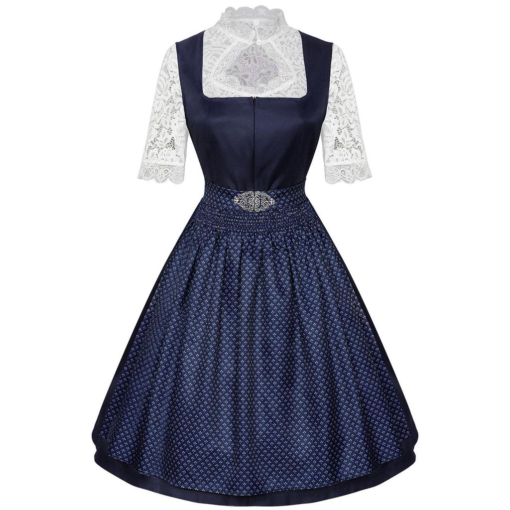 Oktoberfest Maid Dress: European & American Style Lace Apron, Short Sleeve Women's Three-Piece Set, 2025 Collection