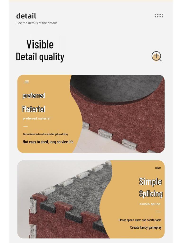 Felt Cat Bed & Scratch Board: DIY Assembly Tunnel, Detachable Semi-Enclosed All-Season Dice-Shaped Bed