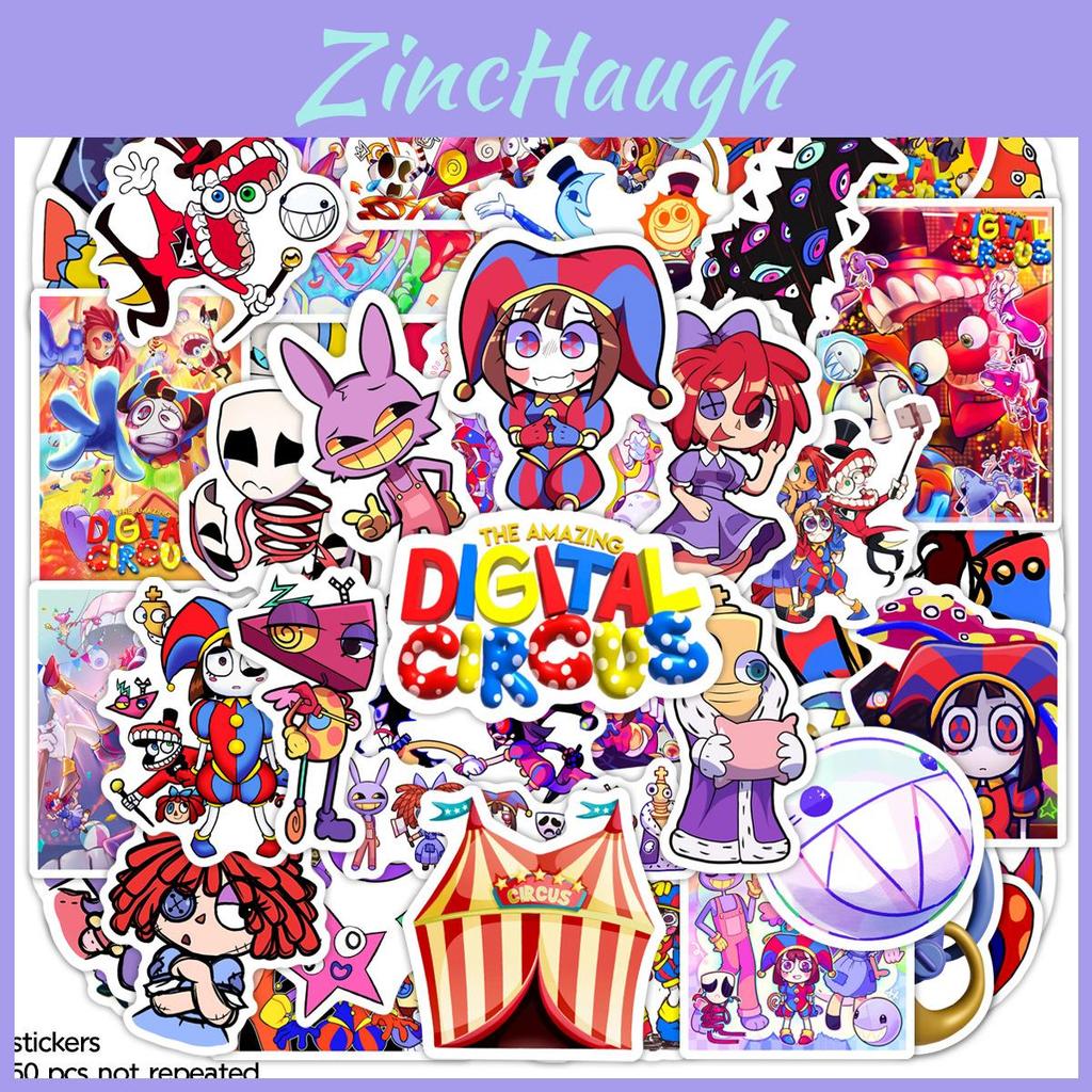 Premium Digital Circus Cartoon Stickers 60 Stickers Diverse Shapes Easy Stick-on Installation