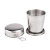 Stainless Steel Camping Folding Cup With Keychain Traveling Outdoor Hiking Portable Cup