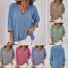 Women's V-Neck Seven Sleeve Loose Fit Shirt Multiple Colors