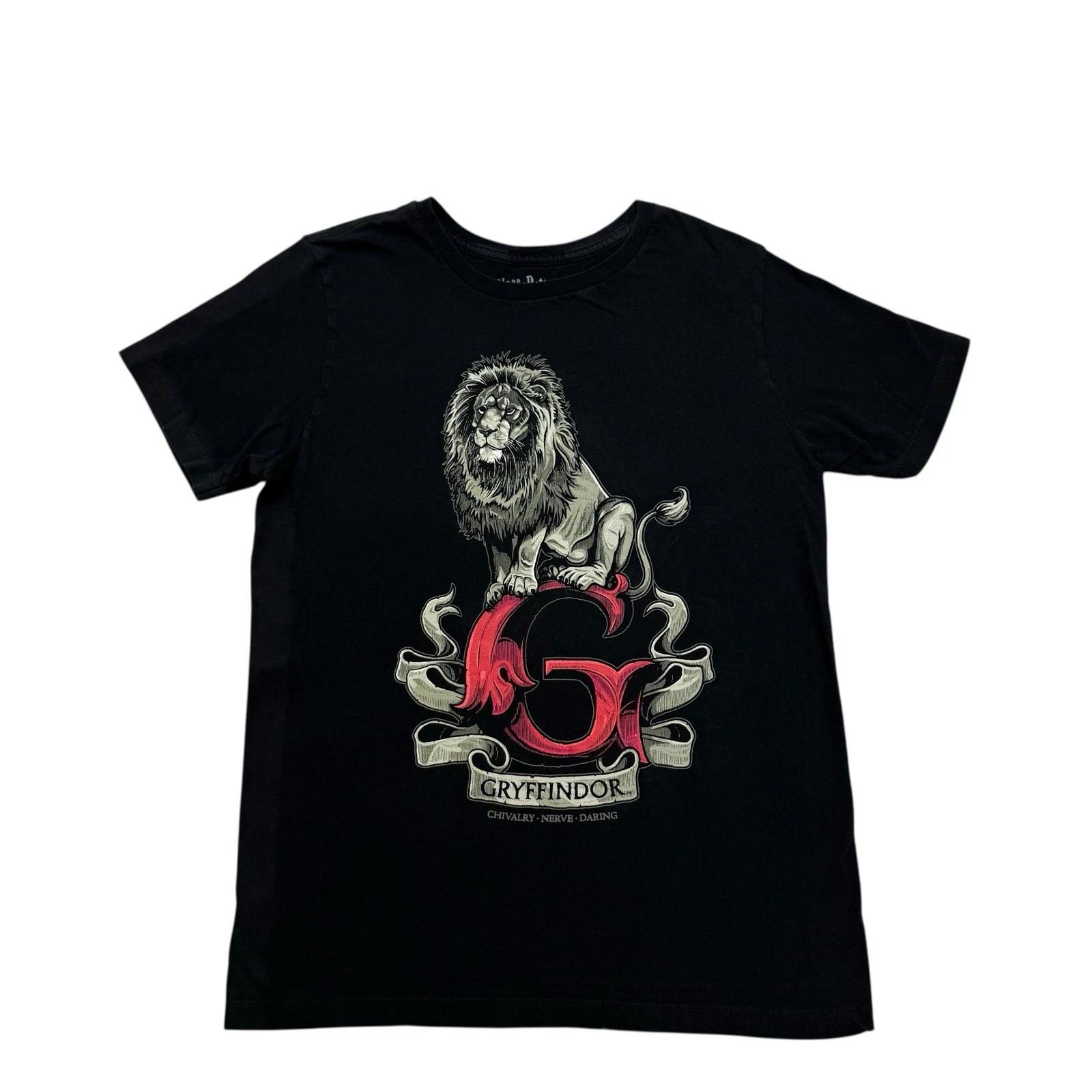 Мужская футболка Гарри Поттер Размер Medium M Черная Гриффиндор Лев ЧЕСТЬ СМЕЛОСТЬ РИСК M