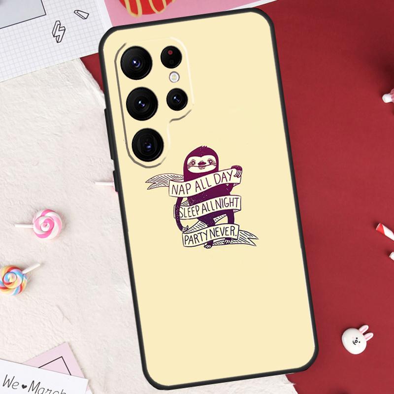 Cute Lovely Cozy Sloth Animal Case For Samsung Galaxy S26 Ultra S20 S21 S22 S23 S24 S25 Ultra S10 Plus S25 FE Cover Shell