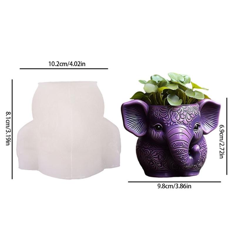 Silicone Elephant Planter Mold Multiple Use Silicone Texture for Resin Crafts Candle Holders and Decorative Plant Pots