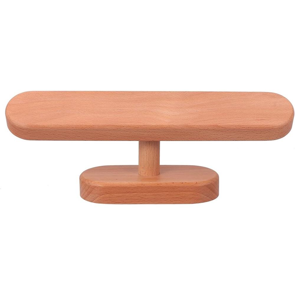 Wooden watch organizer and jewelry display stand, small beech wood watch rack, with necklace and bracelet storage, for desktop accessory organization