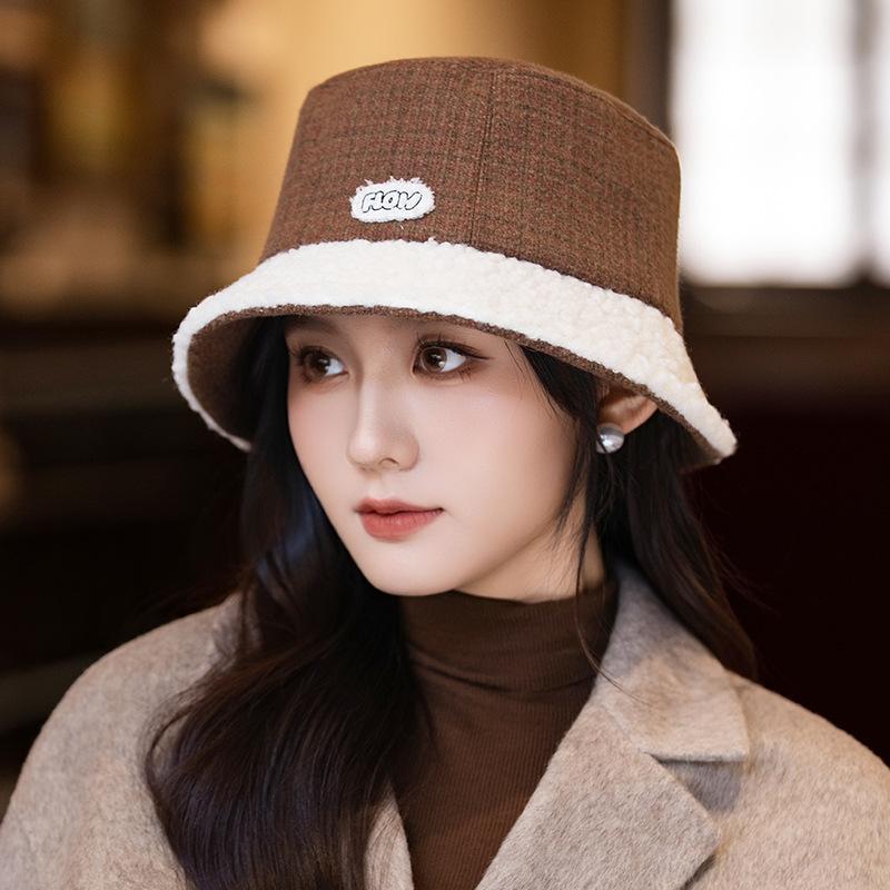 Japanese Versatile Plush Fisherman Hat In Autumn and Winter Thickened Windproof and Warm Bucket Hat Retro Casual and Small Face