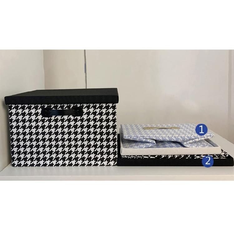 Stylish Houndstooth Pattern Foldable Storage Container Fabric Foldable Box for Space Organization In Vehicle Homes