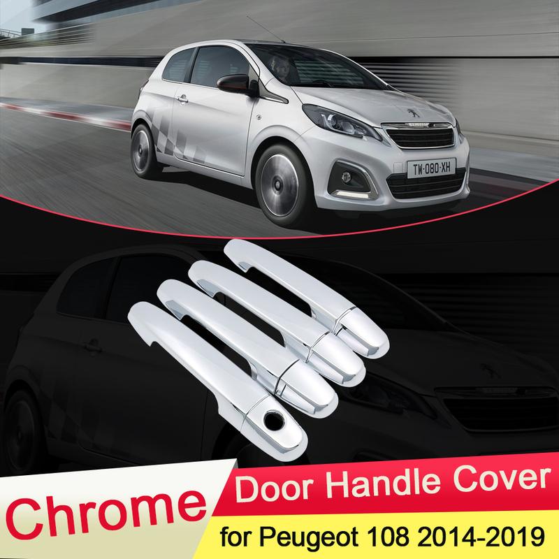 for Peugeot 108 2014 2015 2016 2017 2018  Chrome Door Handle Cover Trim Luxuriou Catch Cap Car Set Styling Accessories ABS
