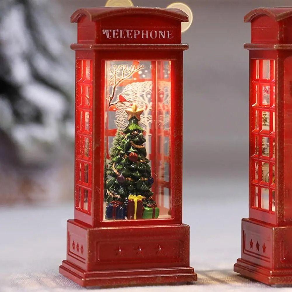Telefonzelle Telefonzelle Dekoration mit Weihnachtsbaumschmuck Weihnachtsmann Weihnachts-Telefonzelle Batteriebetrieben