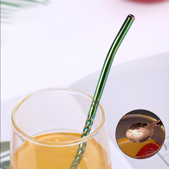 Yousheng Sakura Straw Spoon, 304 Stainless Steel Straw for Coffee Stirring, Reusable Drinking Straw for Juice Milk Tea