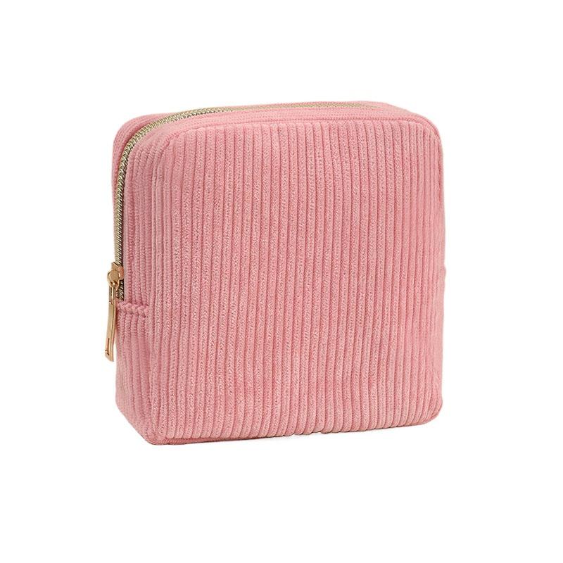 

Small Makeup Bag for Purse Mini Cosmetics Bag Corduroy Cute Cosmetic Pouch for Women with Slip-in Pockets Storage Clutch розовый
