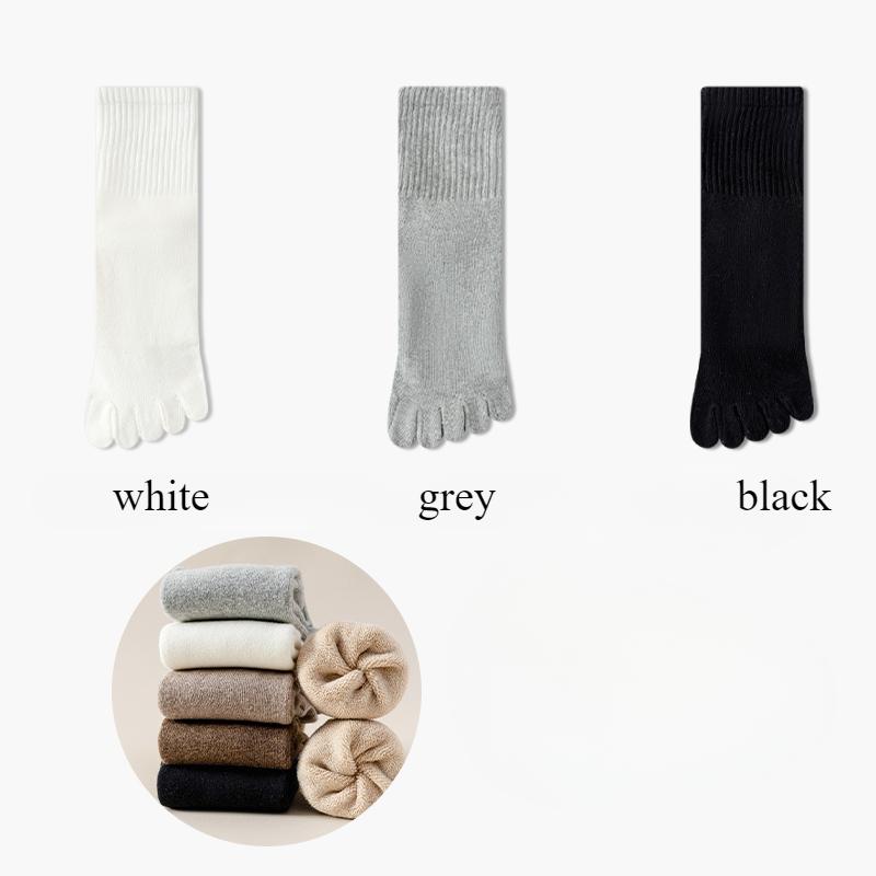 3 páry fleecových podzimních zimních ponožek na prsty pro ženy, tlusté teplé ponožky s pěti prsty, vysoce kvalitní bavlněné sportovní atletické ponožky