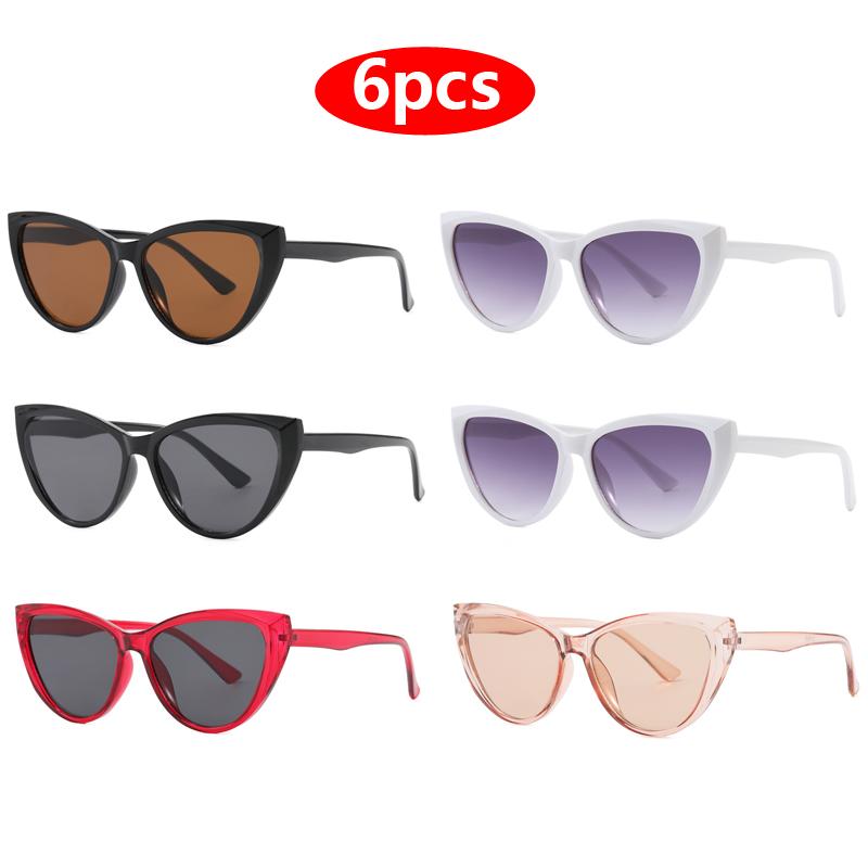 Car Sun Glasses 6pcs Cat Eye Frame Sunglasses Women Brand Designer Cycling Driving Sunscreen Sun Glasses Unisex Shades UV400