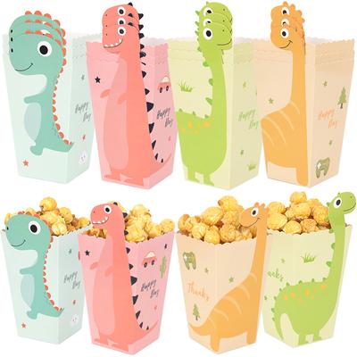 12 τμχ Cartoon Dinosaur Popcorn Box Candy Cookies Τσάντα συσκευασίας Παιδική ζούγκλα Ζώο στολισμός πάρτι γενεθλίων Προμήθειες Baby Shower