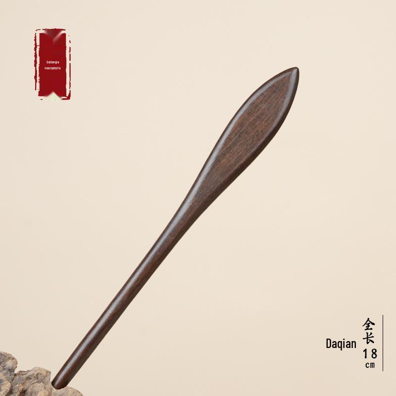 High-End Natural Ebony Wood Hairpin - Extended Chinese Ancient Style Black Hair Bun Accessory