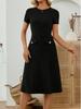 Women's Summer Solid Color Slim Fit Dress with Round Neck