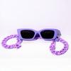 Fashionable Cat Eye Purple Chain Trendy Y2k Style Women's Sunglasses Suitable for Party Street Wear