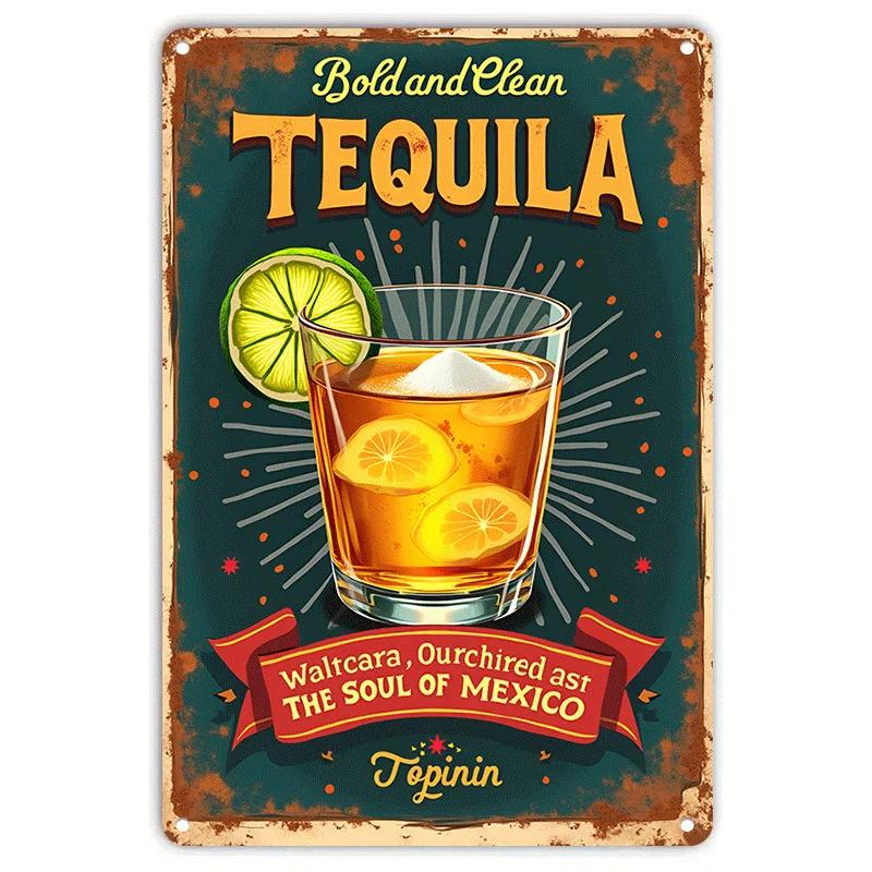 Coffee Fruit Juice Cocktails Tin Sign Art Crafts Tinplate Billboard Decor for Bar Kitchen Home Wall Plate Decor Shabby Plaques