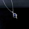 European Luxury Heart-Shaped Sapphire Clavicle Silver Pendant for Daily Wear or Gift