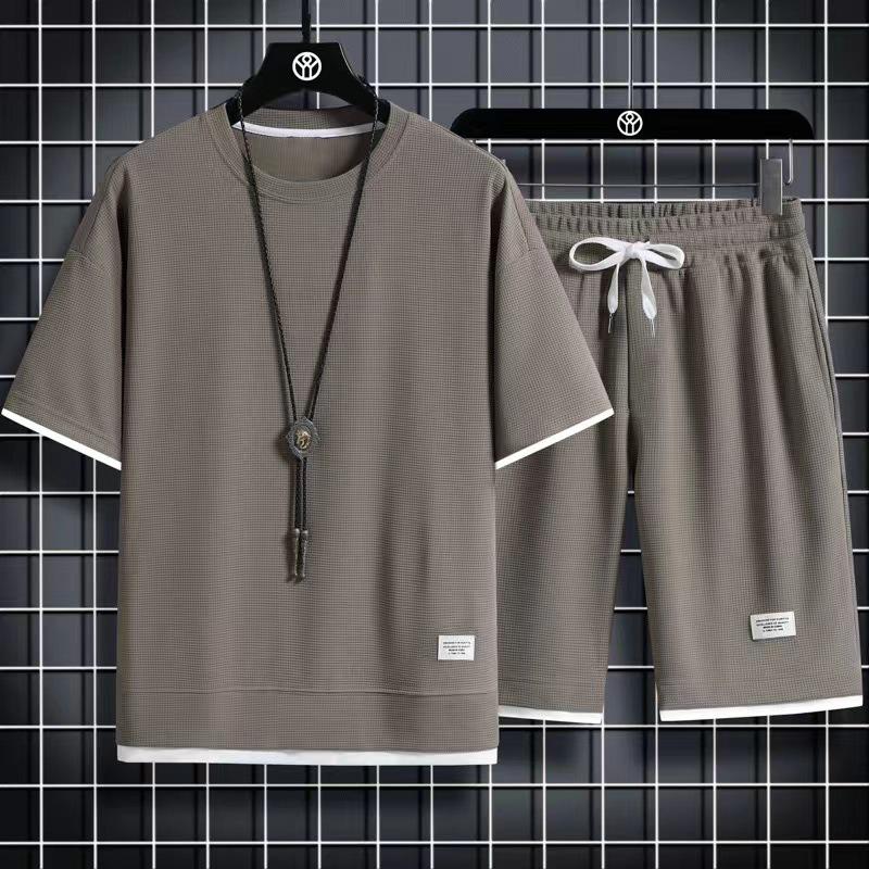 Set T-shirt Sportiva Casual Estiva e Pantaloncini da Uomo - Abbigliamento Giovanile Trendy, Vestibilità Larga