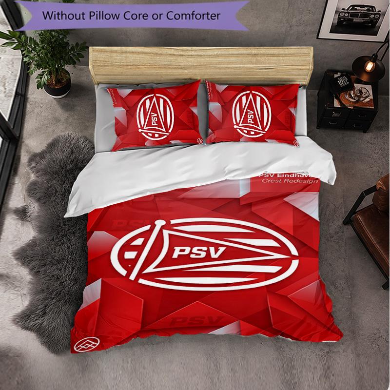 PSV Eindhoven FC Themed Bedding 3Pcs Duvet Cover Set Decorative Bed Linen For Teen Room Home Decoration