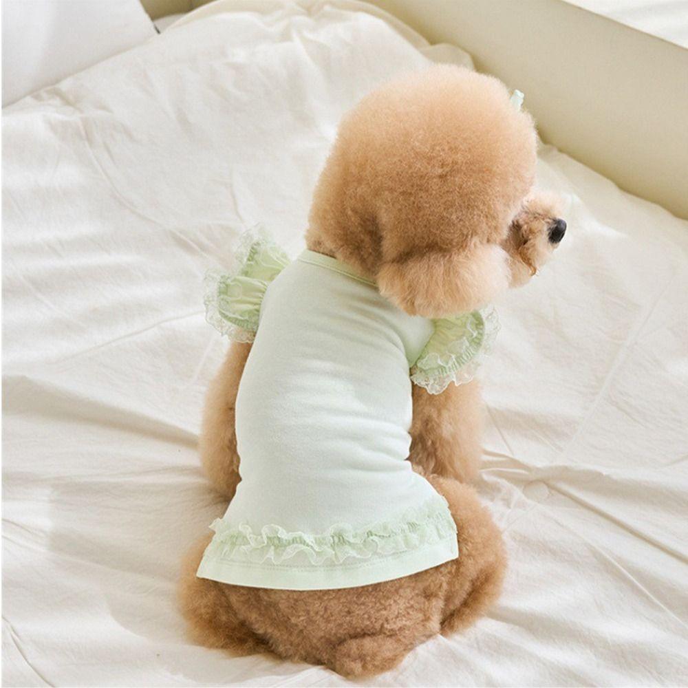Lace Dog Clothes Flying Sleeve Cat Base Skirt Pet Supplies Cat T-shirt  Spring