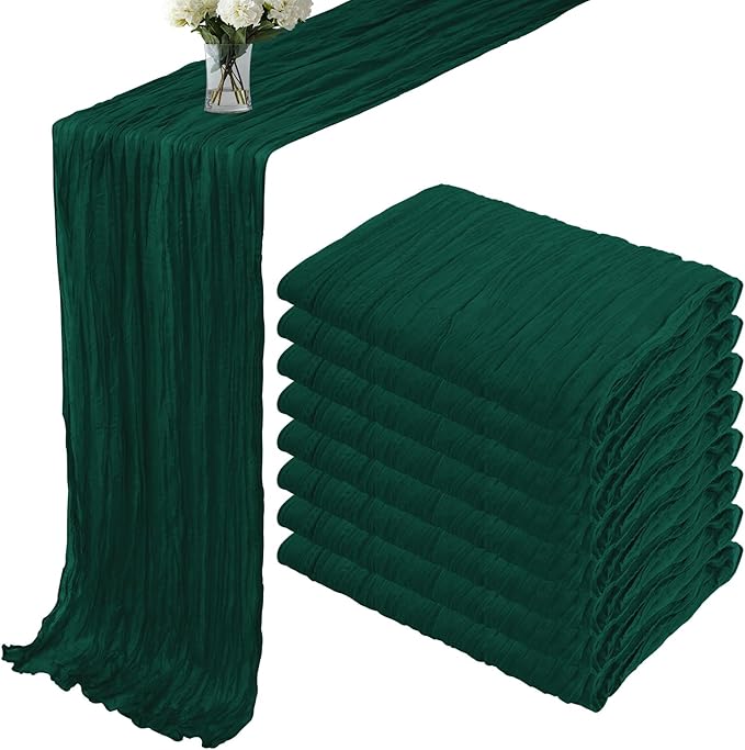 10PCS Terracotta Semi-Sheer Table Runner Gauze Cheesecloth Table Setting Dining Wedding Reception Events Christmas Fall Decor