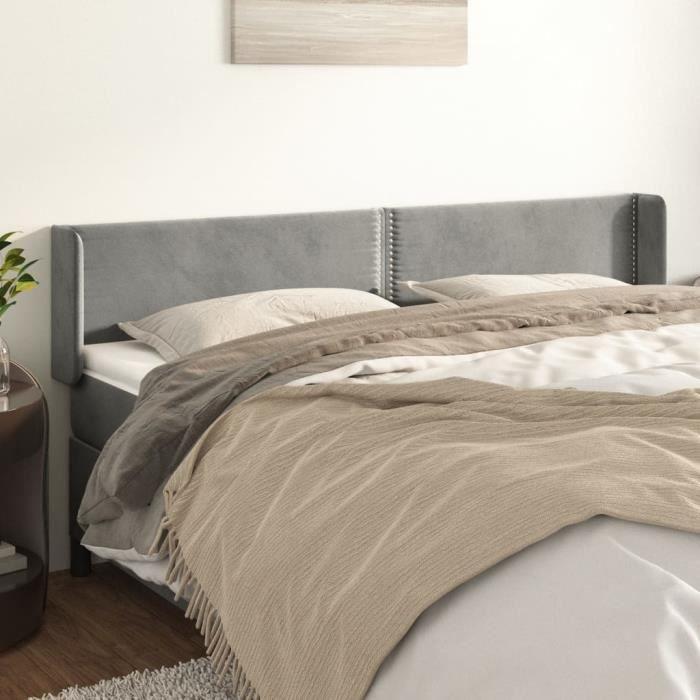 VidaXL Tête de lit avec oreilles Gris clair 203x16x78-88 cm Velours3118694