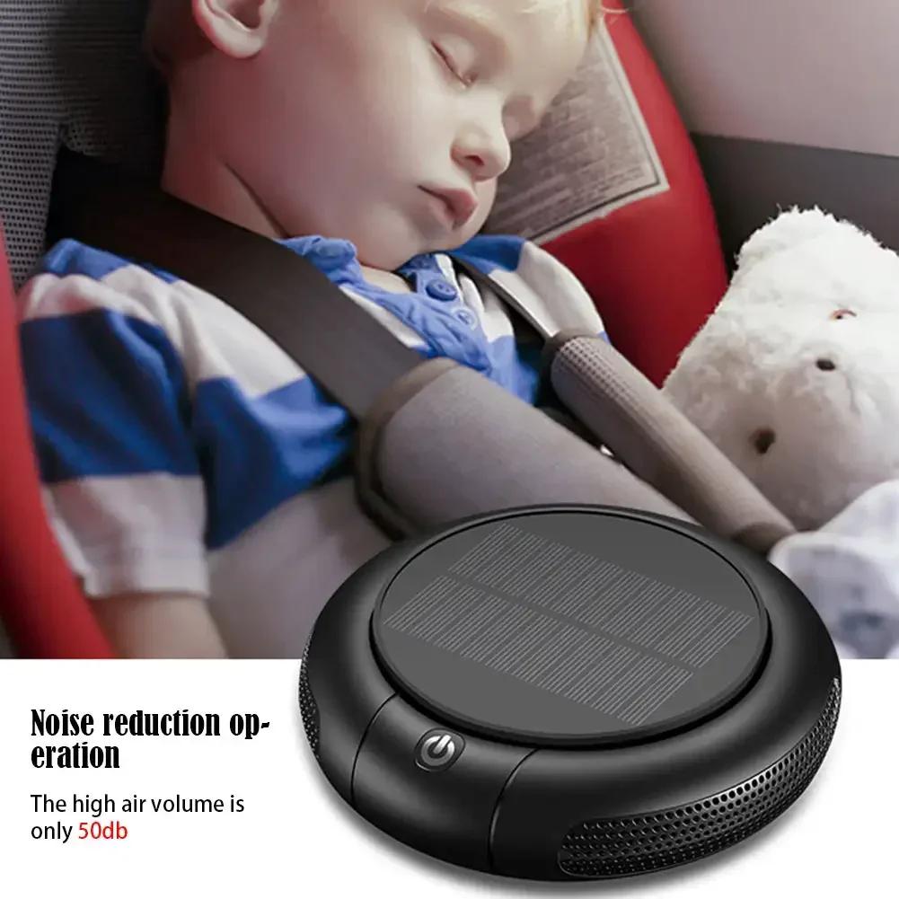 Solar Car Air Purifier Usb Oxygen Cleaner Negative Ion 1200Mah HEPA Filter PM2.5 Smoke Remover Interior Air Fresh Car Supplies