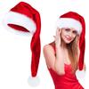 Santa Hat for Adult Unisex Velvet Plush Christmas Hat with Fluffy White Faux Fur Trim for New Year Holiday Party
