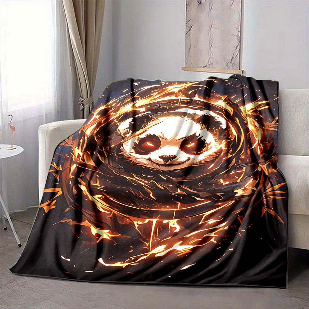 1PC Panda Fire Artwork Blanket, Throw For Sofa, Bed, Travel, Printing Blanket With Soft And Warm Fabric yy250918132