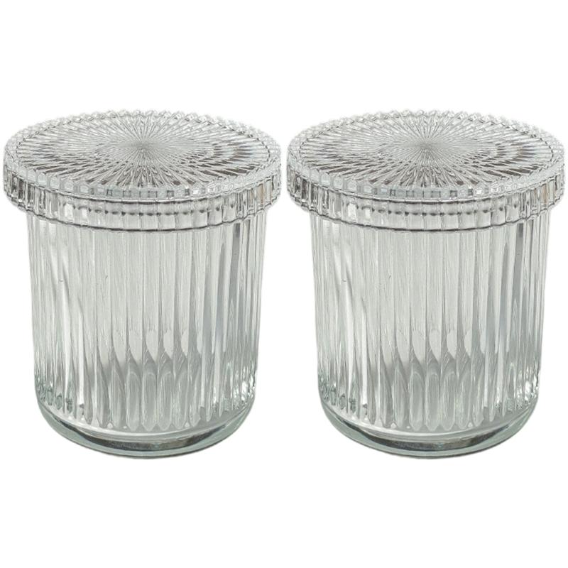 Pack Of 2 Glass Cotton Swab Holders With Sealed Lids For Bathroom Countertop Organization And Dustproof Storage