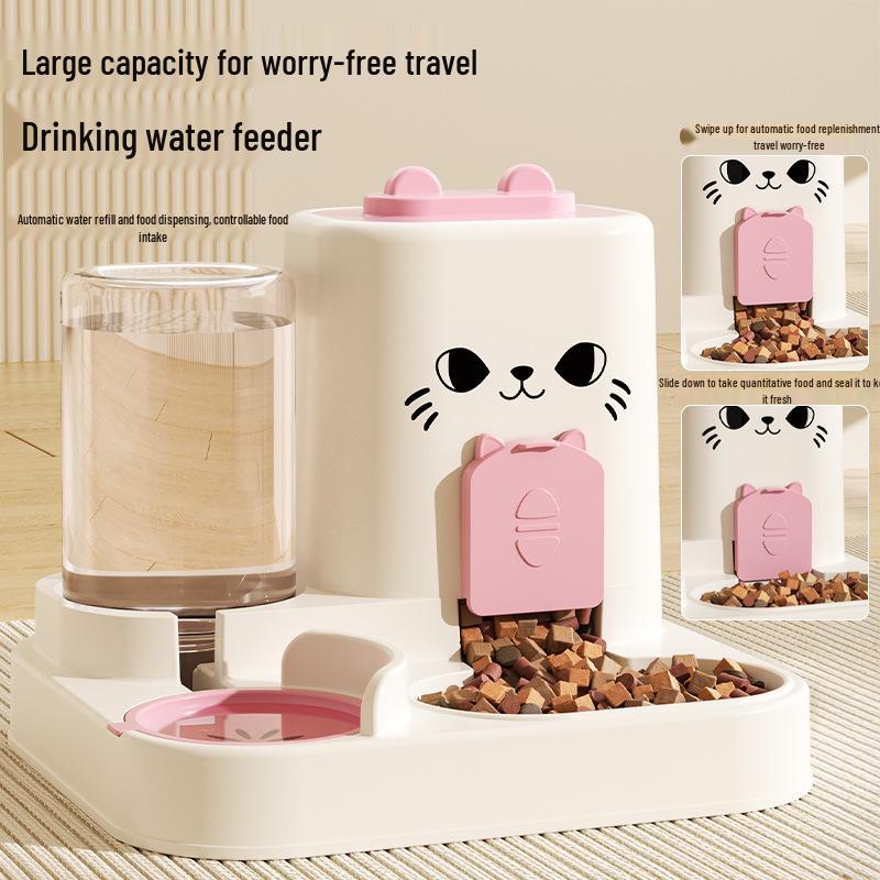 Integrated Cat and Dog Feeder: Cross-Border Wet/Dry Bowl with Water Dispenser and Storage