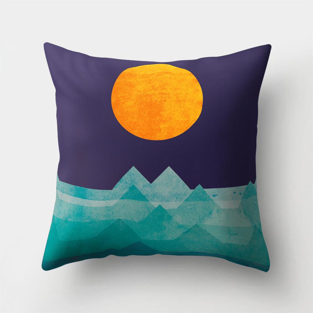 Car Waist Pillow Sofa Pillow Case Cartoon Sunrise Pattern Car Cushion Yiwu Pillow