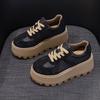 Thick-soled heightening German training shoes women's 2025 autumn models retro matte leather plus rhinestones casual fashion sports board shoes wome