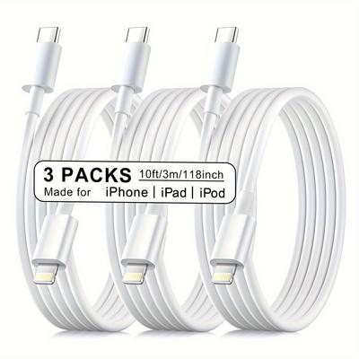 Type-C To 8-Pin Cord 1Pack/3Packs 10ft/3m USB C To 8-Pin Cable For IPhone Charging Cable MFi Certified 20W