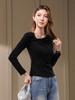 Autumn 2025 French Knitted Straight Shoulder Twisted Long Sleeve Women's Top
