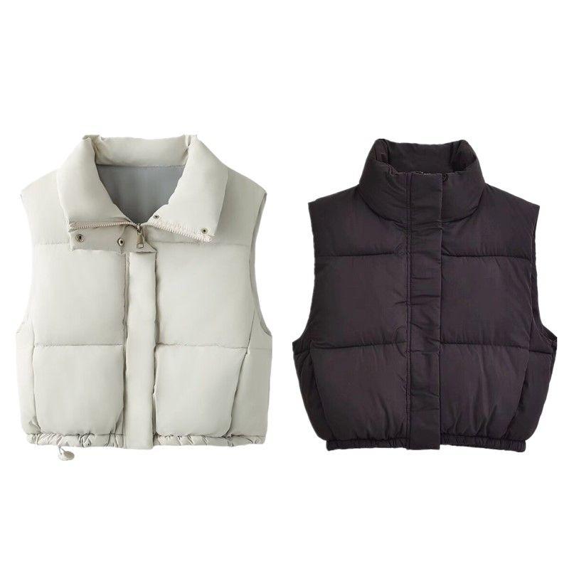 Fashion Style 2024 Fall and Winter New Arrival Women's Clothing Sleeveless Versatile Slim Looking Two-Color Adhesive Cotton Vest 1255824811