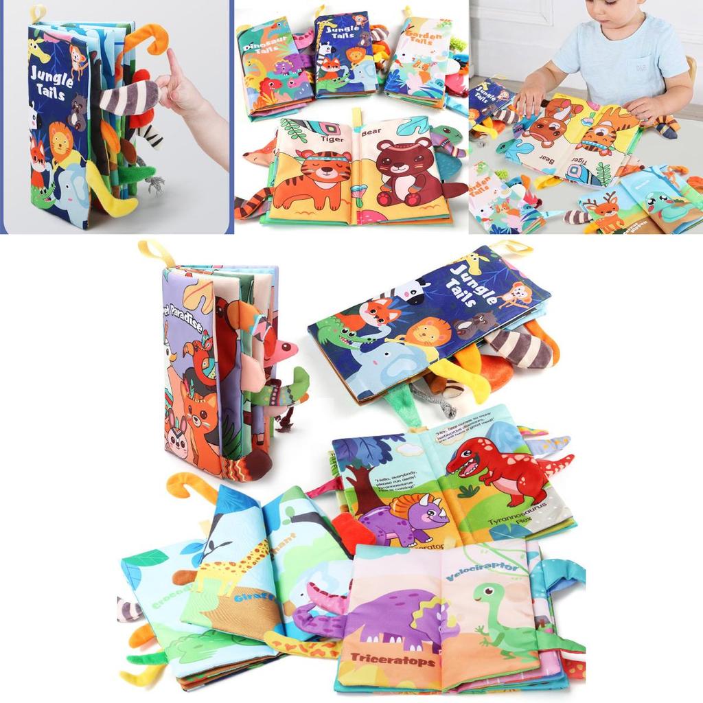 Durable Baby Animal Tail Fabric Book With Interactive Sound Elements For Visual Stimulation