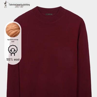 Men's Half-High Collar Merino Wool Blend Pullover Sweater