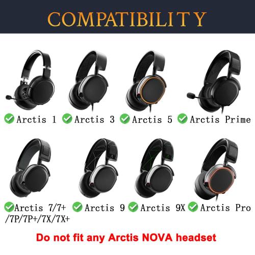 SOULWIT Coussinets d'oreille de remplacement pour SteelSeries Arctis 1/3/5/Arctis 7/7+/7P/7P+/7X/7X+/9/9X/Pro/Prime (Non compatible avec Arctis Nova) - Isolant du bruit