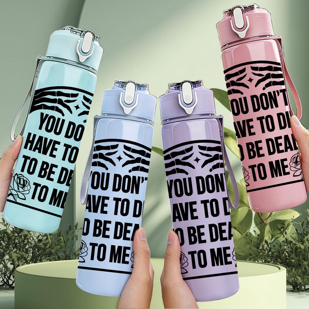 1PC Anti Depression Quote Text 750ml Color Plastic Sports Water Bottle Leakproof Flip Straw Lid Suitable for Sports Office Home Use