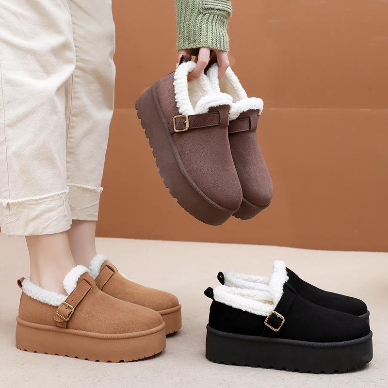 Women's fashionable and versatile warm padded lining snow boots comfortable soft elastic thick sole cushioning waterproof non-slip cotton shoes.