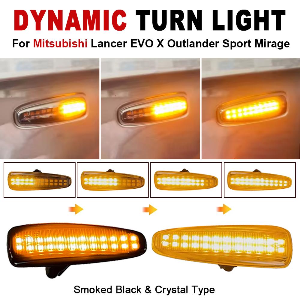 LED Dynamic Turn Signal Side Marker Sequential Light For Mitsubishi Lancer Evolution Evo X Outlander Sport RVR ASX Mirage 2014+