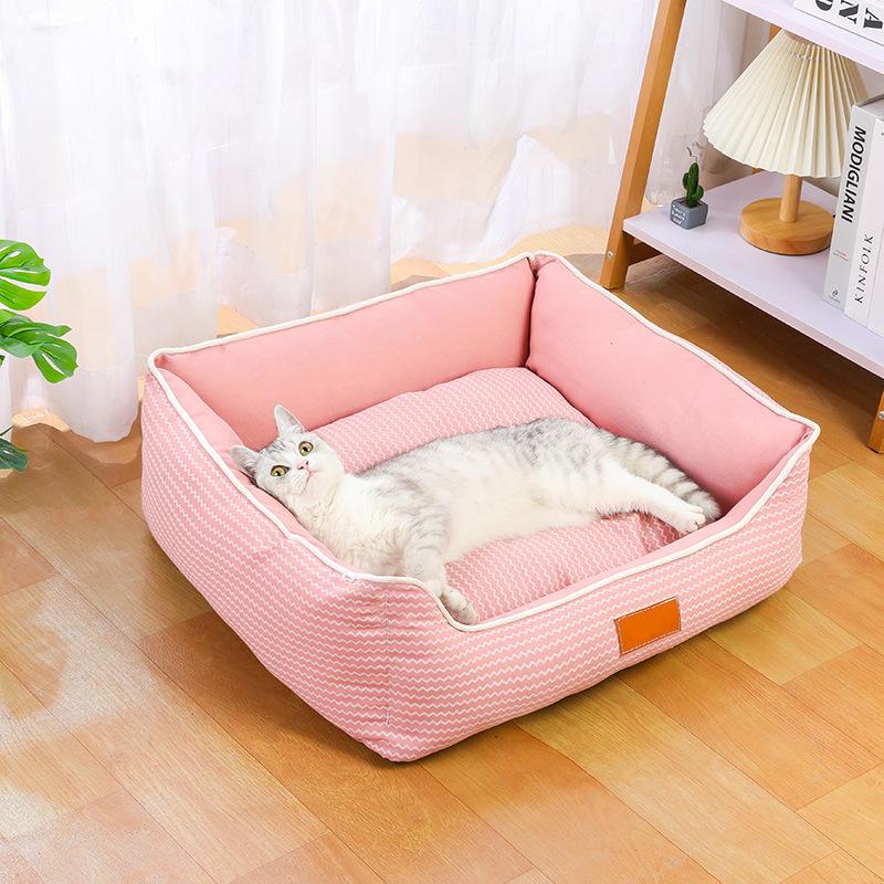 Hundehütte im europäischen Stil, abnehmbar und waschbar, quadratisch, weich und dick, Tiefschlaf-Tierhütte, universelles Katzen- und Hundebett für alle Jahreszeiten